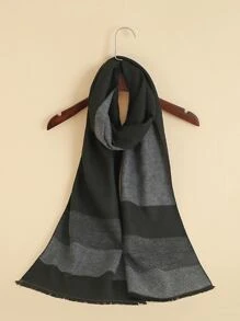 Men Plaid Pattern Raw Trim Scarf - Multicolor - View 3