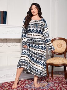 Plus Geo Print Nightdress
