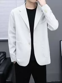 Manfinity Men Lapel Collar Single Button Blazer - Light Grey - View 1