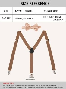 Men Solid Suspenders & Bow Tie - Brown - View 4