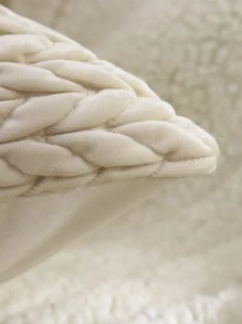 1入組幾何圖案天鵝絨刺繡枕套，帶包縫線 - 米色 - 查看 3