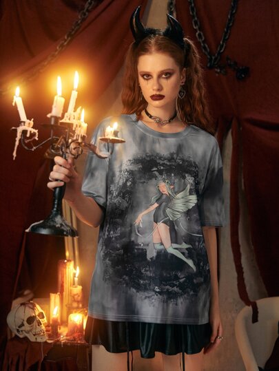 Anntherosee Figure Graphic Tie Dye Tee