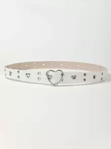 Heart Buckle Belt With Punch Tool Halloween Valentine's Day Valentines - White - View 3
