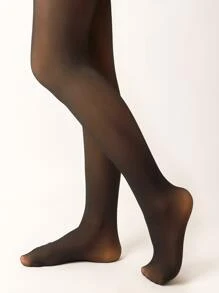 1入組女性性感黑色透視緊身褲襪，適用於秋冬季節 - 黑色 - 查看 4