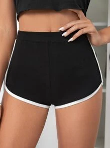 SHEIN SXY Skeleton Print Contrast Binding Shorts - Black - View 4