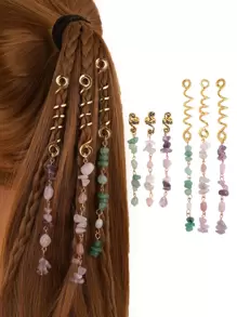 6入組珠子裝飾電話綫髮圈帶工具 - 彩色 - 查看 1