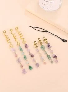 6入組珠子裝飾電話綫髮圈帶工具 - 彩色 - 查看 3