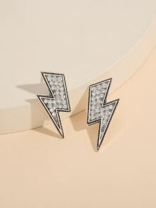 Rhinestone Lightning Design Stud Earrings - Multicolor - View 4