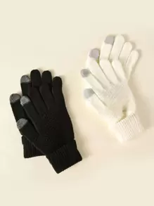 2pairs Two Tone Gloves - Black and White - View 1