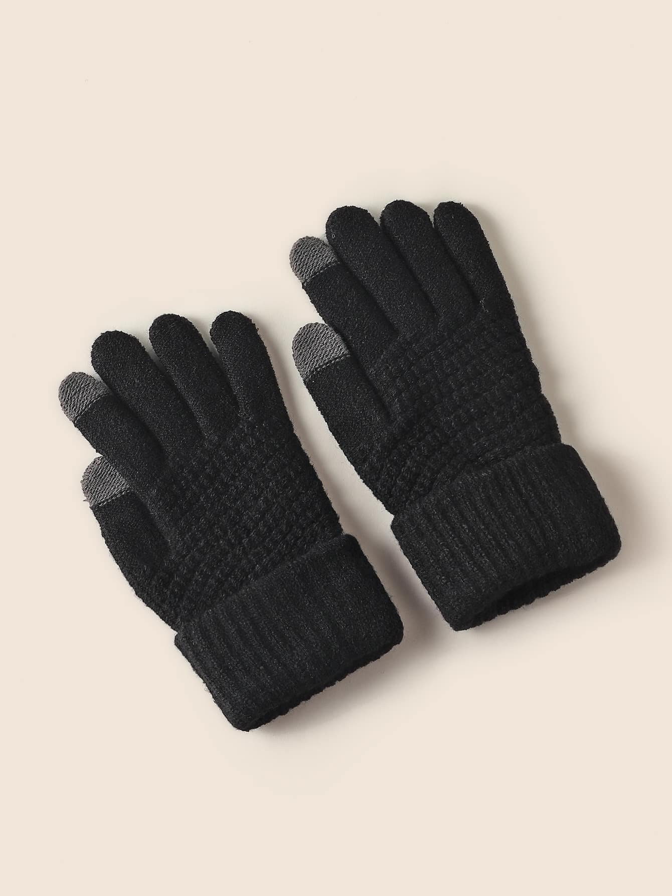 Plush Lined Gloves - Black - View 1