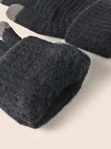 Plush Lined Gloves - Black - View 2
