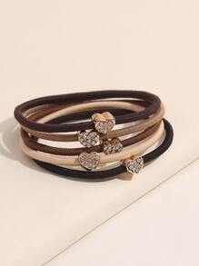 10pcs Rhinestone Detail Heart Decor Hair Tie Party Valentine's Day Valentines Ponytail Holders Hair Elastics Hair Rubber Bands Scrunchies Hair Rope Elastic Hair Tie, Hair Bobbles Hair Accessories Head Accessories - Multicolor - View 3