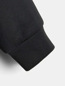 SHEIN 男童字母图案贴片细节保暖卫衣 - 黑色 - 查看 4