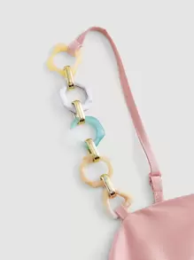 SHEIN Belle Chain Strap Ruched Dress - Dusty Pink - View 3