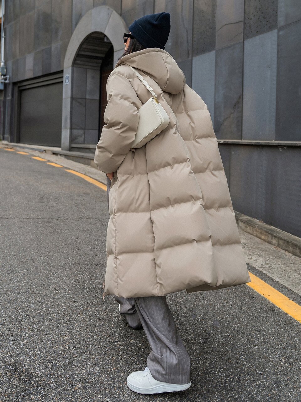 Drop Shoulder Zipper Hooded Puffer Thick Pockets Coat ,Winter Women Clothes,Winter Coat Women Jacket