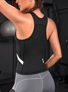 SHEIN Running Áo Tees & Tanks  Thể thao Nữ Tương phản Mesh Khối Màu - màu đen - Xem 2