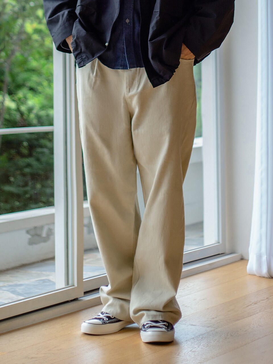Men Zipper Fly Straight Leg Pants, Fall