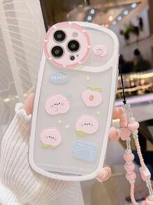 卡通桃子印花透明手機殼附帶繩子 - 彩色 - 查看 6