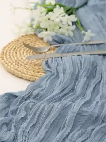 1入組純色桌旗藍色滌綸餐桌裝飾網紗適用於餐廳裝飾 - 霧霾藍 - 查看 1