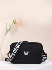 Túi Crossbody Nữ Lá thư Có thể điều chỉnh được Mốt - màu đen - Xem 1