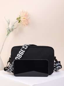 Túi Crossbody Nữ Lá thư Có thể điều chỉnh được Mốt - màu đen - Xem 4