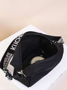 Túi Crossbody Nữ Lá thư Có thể điều chỉnh được Mốt - màu đen - Xem 8