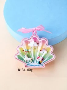 5入組/套雲朵彩虹獨角獸馬形樹脂和貝殼材料環適合女孩帶塑膠盒包裝,適用於日常穿著 - 彩色 - 查看 5