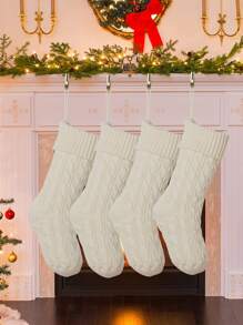 1pc Christmas Stocking Decoration - White - View 2