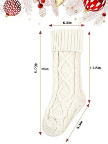 1pc Christmas Stocking Decoration - White - View 3