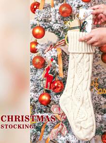 1pc Christmas Stocking Decoration - White - View 4