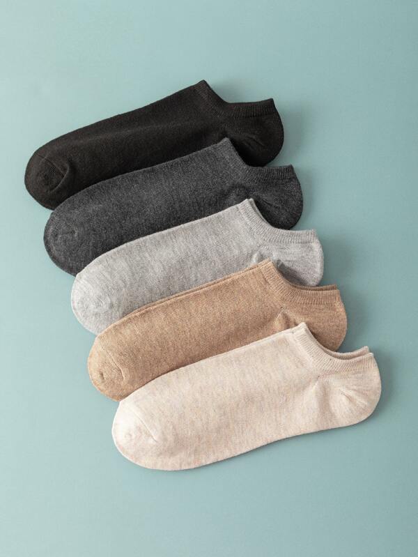 5pairs Men Solid Ankle Socks