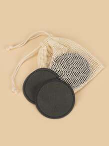 5 piezas Esponja de limpieza de maquillaje reutilizable con Bolsa de lavandería - Negro - Ver 3