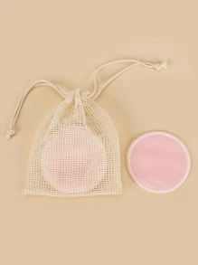 5 piezas Esponja de limpieza de maquillaje reutilizable con Bolsa de lavandería - Rosa - Ver 4