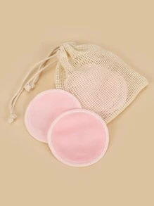 5 piezas Esponja de limpieza de maquillaje reutilizable con Bolsa de lavandería - Rosa - Ver 5