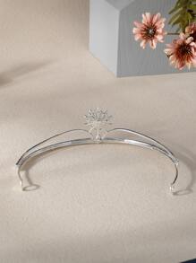 Rhinestone Flower Decor Bridal Headband - Silver - View 2