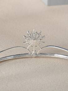 Rhinestone Flower Decor Bridal Headband - Silver - View 5