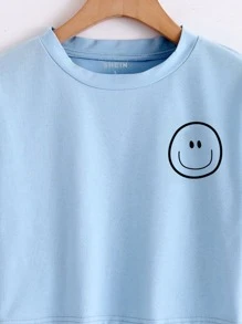 SHEIN EZwear 休閒卡通T恤 - 淺藍色 - 查看 5