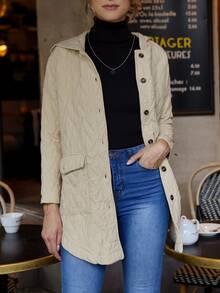 EURMUSE Flap Pocket Button Up Hooded Coat - White - View 3