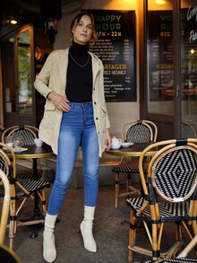 EURMUSE Flap Pocket Button Up Hooded Coat - White - View 5