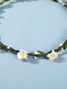 Flower & Faux Pearl Decor Bridal Veil - White - View 4