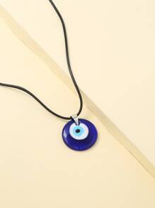 Evil Eye Pattern Round Pendant Necklace