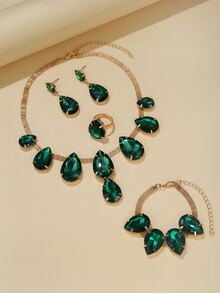 5pcs Rhinestone Decor Jewelry Set - Multicolor - View 2