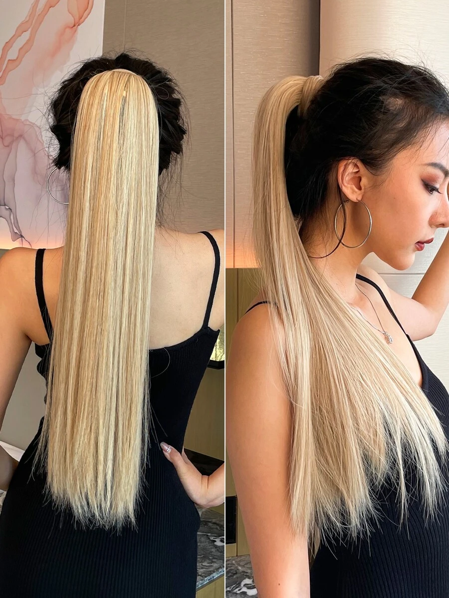 Tóc đuôi ngựa tổng hợp dài thẳng - Vàng - Xem 1