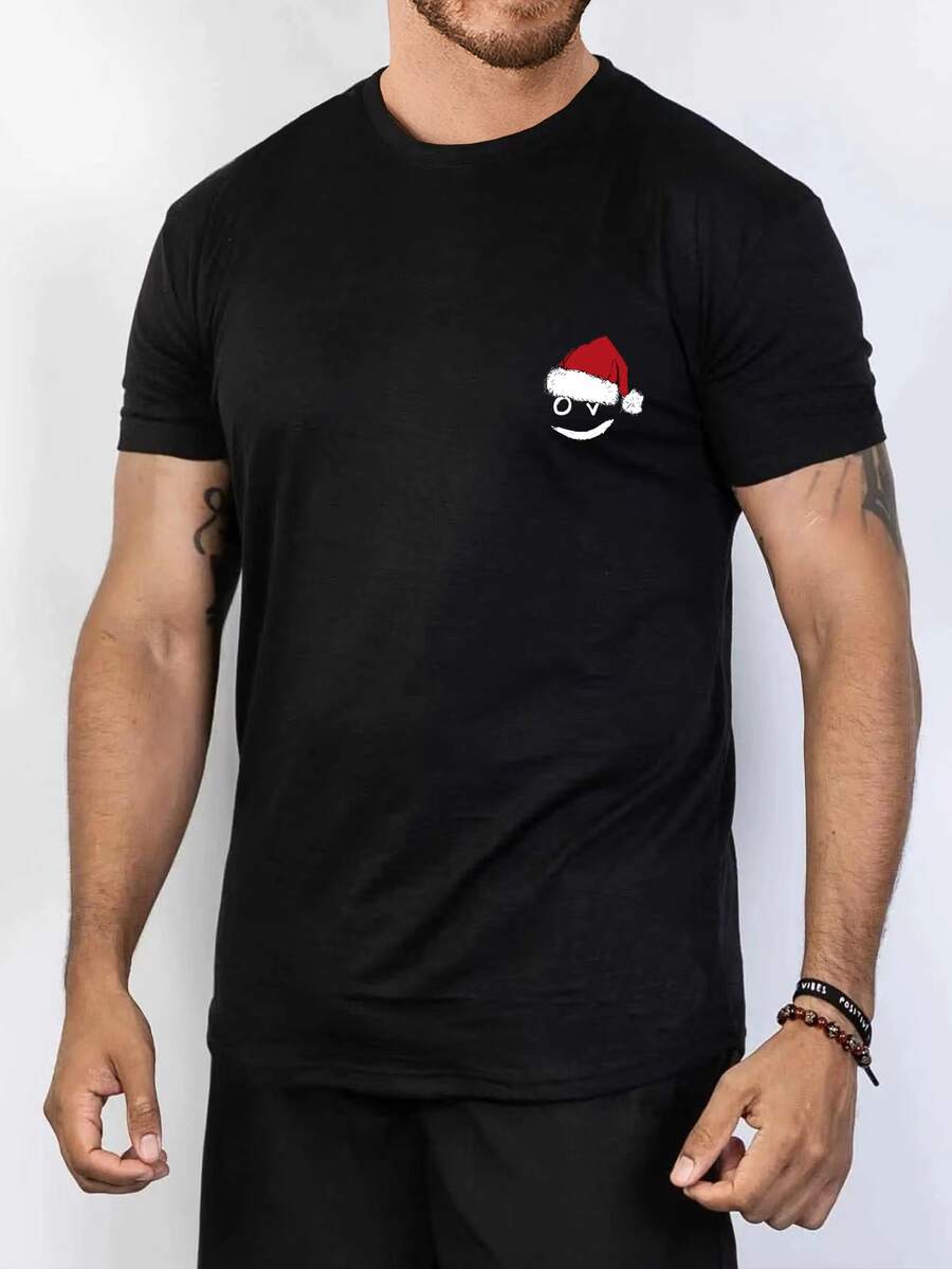 Manfinity Men Christmas Print Tee - Black - View 1