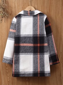 Áo bành tô cho bé trai Nút phía trước Sọc ca rô Giải trí - Nhiều màu - Xem 2