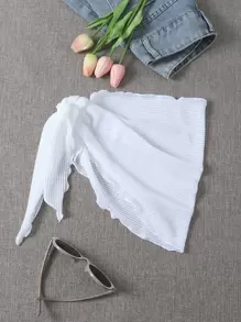 SHEIN Swim Summer Beach Solid Knot Decor Cover Up - White - View 1