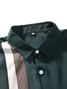 Manfinity Homme Men Striped Shirt & Drawstring Waist Shorts Without Tee - Multicolor - View 4