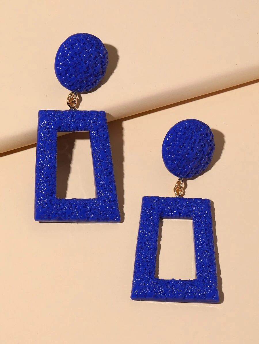 Bông tai thả trang trí hình học - Xanh đậm - Xem 1