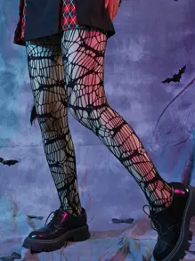 1pc Halloween Bat Web Stockings - Black - View 3