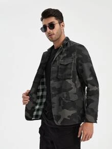 FLOW SUPPLY CO 男士翻蓋口袋迷彩西裝外套 - 彩色 - 查看 4